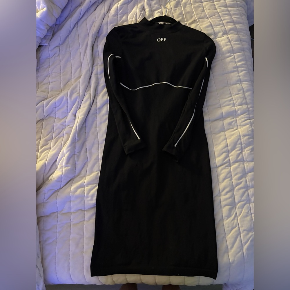 Off-White Black Dress with White Detailing